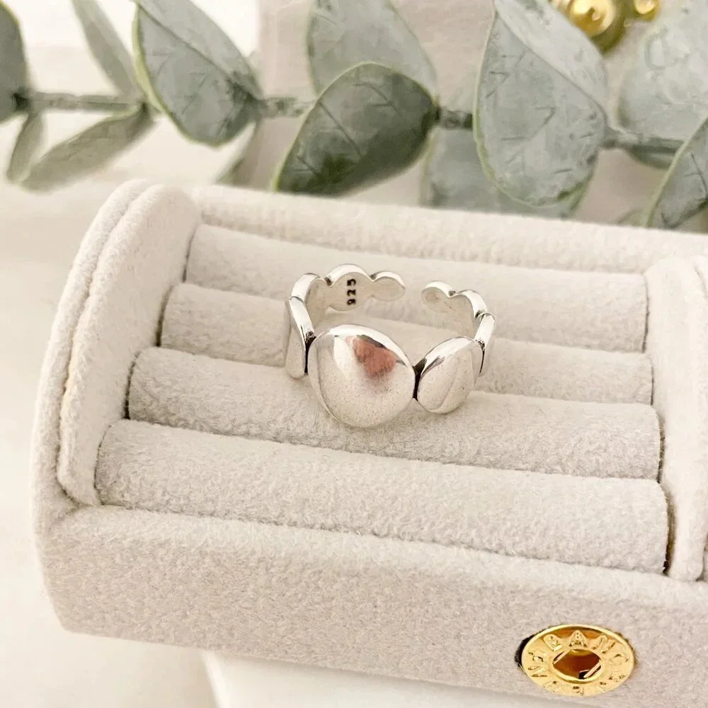 925 Sterling Silver Oval Ring Minimalist Ring Round Circle Ring Band